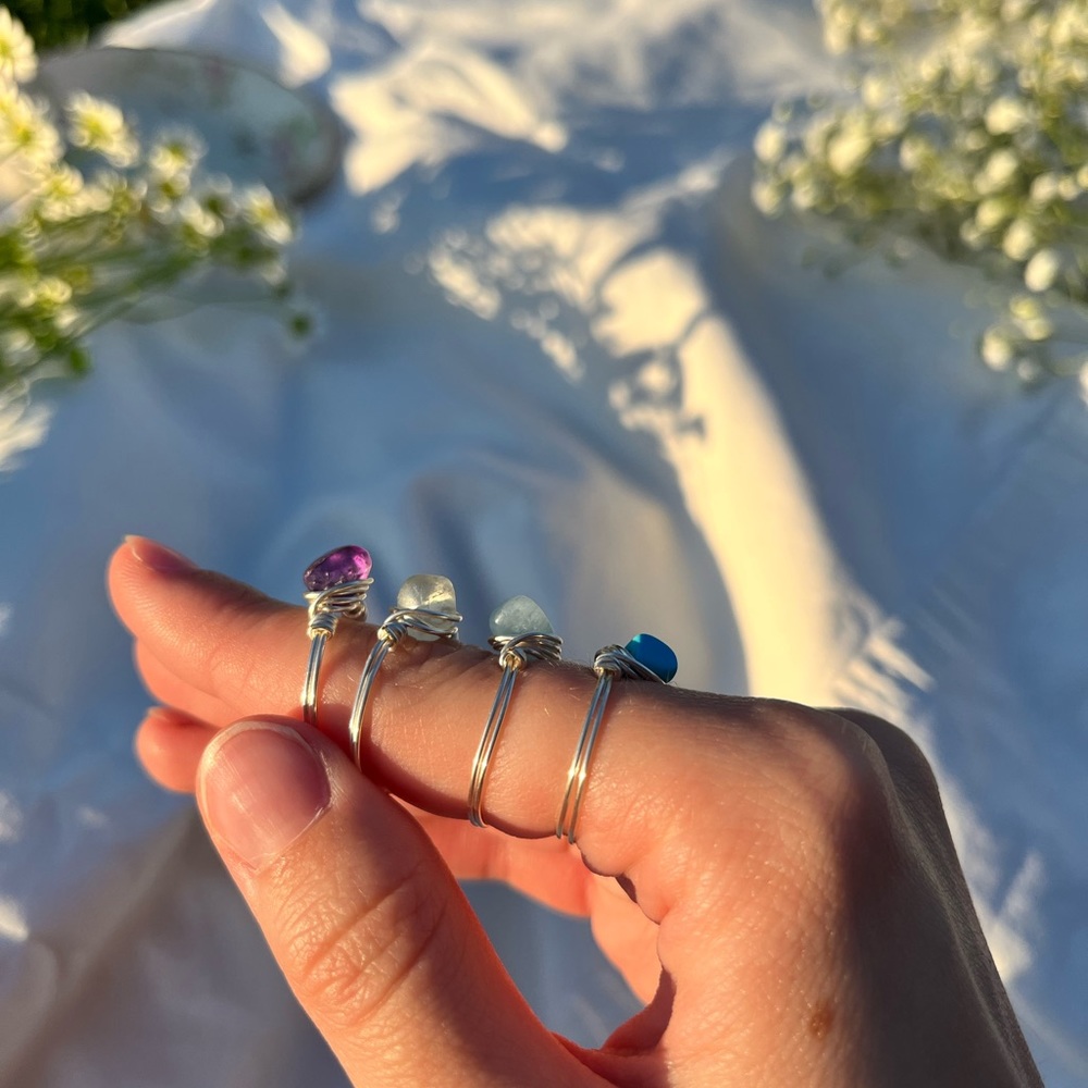 Assorted Gemstone Rings, Handmade Wrapped Wire Rings - Picture 3 of 5